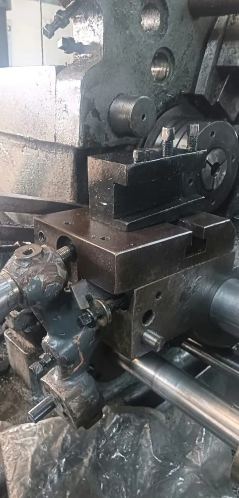 Close-up of a cam-type automatic lathe