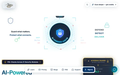 The aivedha.ai home page